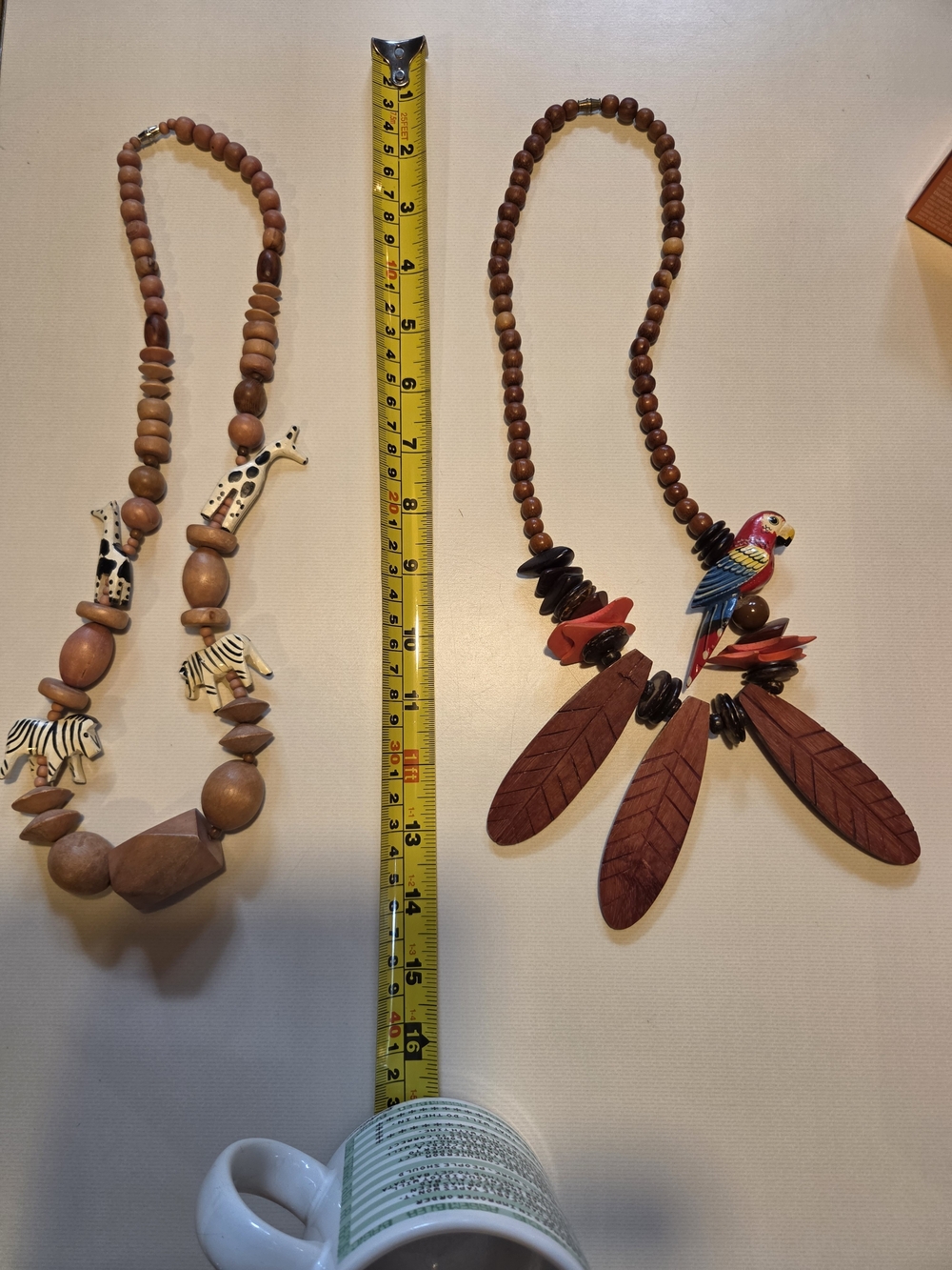 Handcrafted Wooden Parrot Necklace in Brown and Multicolor - Lot 3